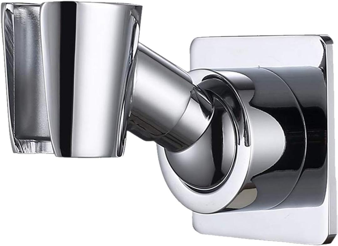 YDmeet Shower Head Holder, Adjustable Handheld Brass Shower Head Bracket, Wall Mount Holder, Drill Free Glue Installation (Polished Chrome)