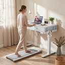 White Electric Standing Desk with Drawers, 32 Inch Small Adjustable Desk with Storage, Stand Up Computer Study Writing Desks for Small Space Home Office Bedroom, Sit Stand Work Desks for Walking Pad, 31.5''