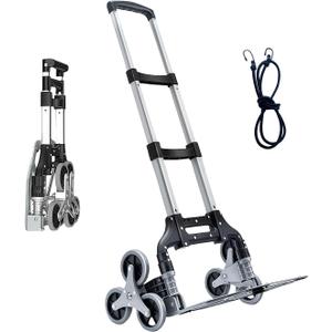 Stair Climbing Hand Truck, Heavy Duty Stair Climbing Cart Telescoping Handle and 6 Wheels for Home Shopping Moving Warehouse(Black Manual)