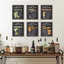 TwoDays Vintage Cocktail Bar Wall Art, Retro Bar Cart Accessories and Decor, Margarita Martini Prints for Dining Room Home Kitchen Pub Restaurant Aesthetic (Set of 6, 8" X 10", UNFRAMED)