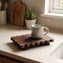 Yookeer Scalloped Wood Riser Tray Soap Rustic Bathroom Decoration Scalloped Stand Soap Tray Wooden Decorative Pedestal Farmhouse Stand Decor for Bathroom Kitchen Bottles Dishes Plant Candles Display