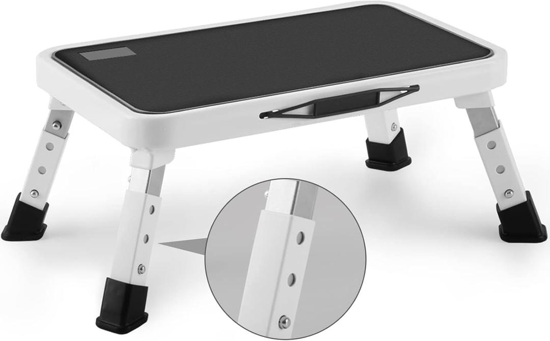 Folding Step Stool, Height-Adjustable Step Stool with Non-Slip Platform, Step Ladder for Adults or Kids in Kitchen, Home, 330 Lbs Capacity