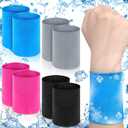 4 Pairs Cooling Wristbands Athletic Exercise Breathable Wrist Sweatband Sweat Ice Absorbing Wristbands for Outdoor Sports Favors Yoga Golf Gym Camping Running Tennis (Blue, Black, Gray, Rose Red)