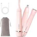 HEBECA Nose Hair Trimmer for Women, 3in1 Electric Eyebrow Trimmer Waterproof Facial Hair Removal Rechargeable Hair Shaver Razor for Nose Ear Eyebrow Peach-Fuzz Lips Chin FT3001 Pink (Pink)