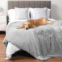 PetAmi Waterproof Dog Blanket for Couch, Bed & Furniture,Reversible Sherpa & Faux Fur Pet Blanket, Leakproof Pet Blanket for Large Dog Cat, Washable Soft Calming Protector Throw (60x80, Light Gray)