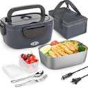 Carsolt Electric Lunch Box Food Heater for Adults 80W Portable Food Warmer for Car/Home 1.5L Heated Lunch Box for Adults, 12V/24V/110V Lunchboxes for Working Men, Portable Electric Lunchbox