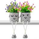 2 Packs Cute Fake Plants, Artificial Potted Plants for Table Desk Home Bedroom Bathroom Office Shelf Office Wall Room Farmhouse Decor Artificial Plants
