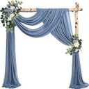 20Ft Length x 28" Width 2 Panels Wedding Arch Draping Fabric Dusty Blue Arch Drapes Chiffon Fabric Sheer Curtains Backdrop for Party Bridal Decorations Wedding Ceremony Ceiling Stage Reception Decor