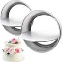 Aluminum Round Cake Pans, 2pcs Nonstick Baking Pan with Removable Bottom 6/8 Inches Cheese Cake Mold Straight Edge for Wedding Birthday Anniversary or Party Event