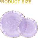 bUCLA 40PCS Clear Purple and Gold Plastic Plates - Fancy Lace-Edge Purple with Gold Trim Hammered Disposable - Include 20 Each (10inch Dinner & 7inch Dessert) Plates for Party & Wedding