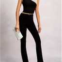 Women's Sleeveless Tank Tops Color Block Mock Neck Ruched Slim Fit Business Casual Tops (Black, M)