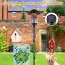 4-Hook Solar Shepherds Hooks for Outdoor,Heavy Duty 80 Inch Bird Feeder Pole with 5 Prongs Base|Flag Holder|Solar Lights,Adjustable Garden Hook for Hanging Flower Basket,Lantern,Bird Nests