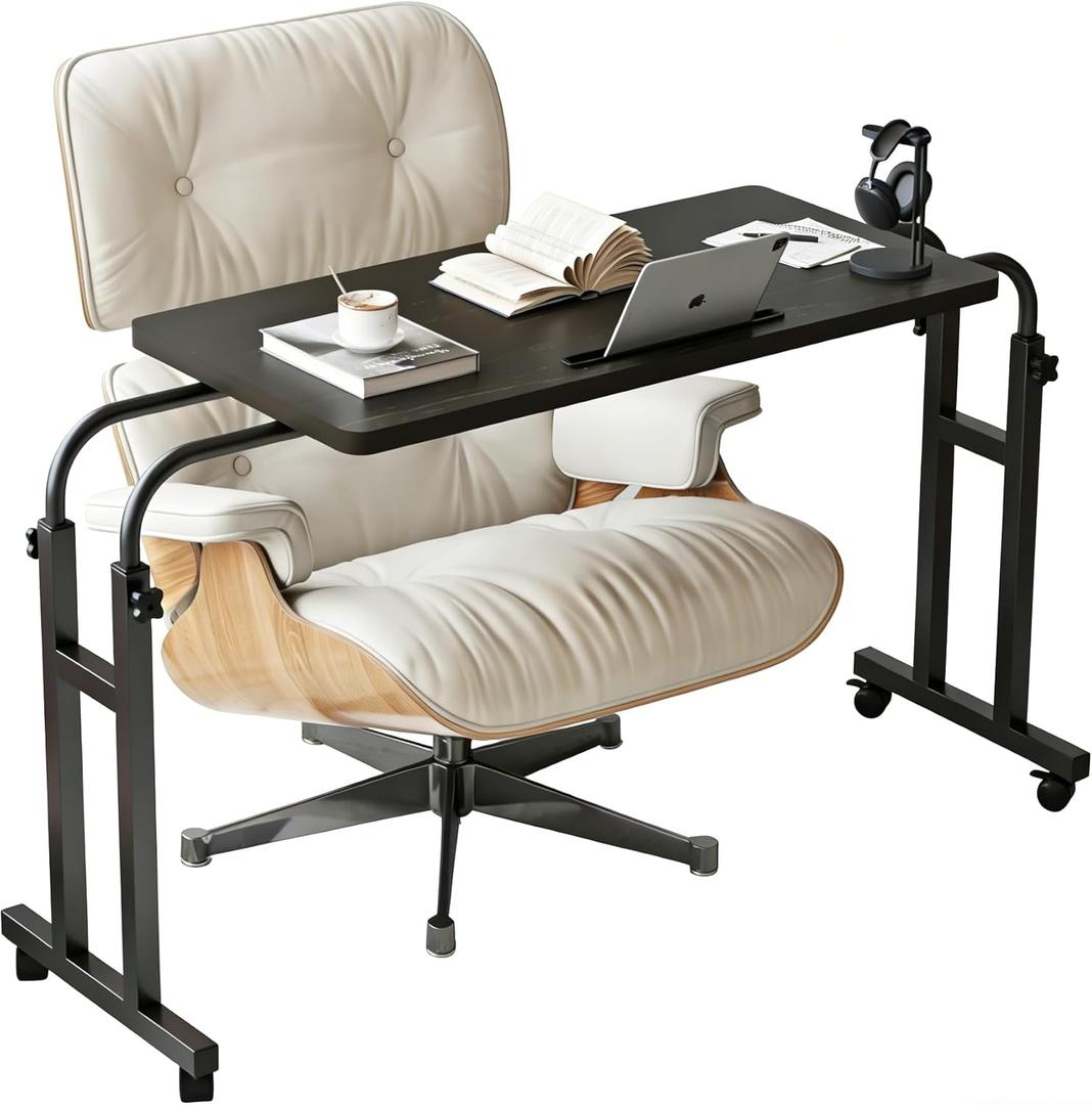 TigerDad Mobile Over The Bed Recliner Table - Adjustable Height & Length, Stable Laptop Tray Chair Table with Wheels for Kids & Adults