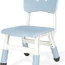 Kids Height Adjustable Toddler Chair Max Load 220LBS Plastic Indoor Outdoor for Children Age 1-6 School Home Daycare Use Bluegrey, Single Child Chair