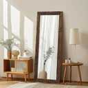 Full Length Mirror 58"x22" Solid Wood Frame Floor Large Mirror for Living Room, Bedroom Hanging or Leaning Wall-Mounted, Brown
