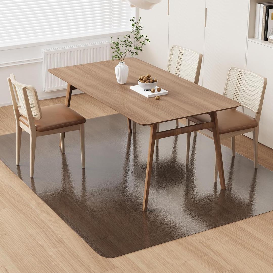 5'7' Large Vinyl Area Mat for Floor, Translucent Black Scratch Resistant Floor Protector for Under Dining Table, No Spill Durable PVC Area Rug for Garage, Bedroom, Lvinig Room