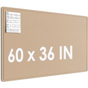MaxGear Extra Large Bulletin Board 60" x 36", Foldable Felt Board Vision Board Supplies, Cork Board for Office, Home, School, Small Pin Boards for Walls Decorative Display Board Beige Brown