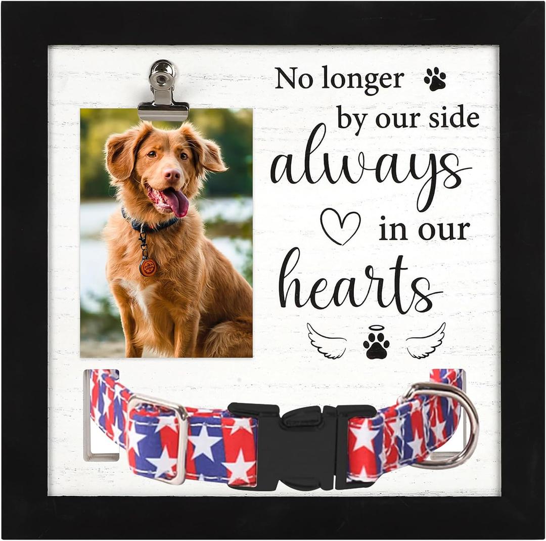 Pet Memorial Gifts, Pet Remembrance Picture Frame for Loss of Dog, Memorial Frame with Collar Holder for Pet Passed Away Sympathy Gifts