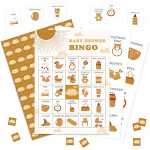 3 x Baby Shower Bingo Game, Boho Sunshine Bingo Cards Set, Sunshine Gender Reveal Party Bingo Supplies for Adults, Family Friends Activities Favors Decorations for 24 Player, 03