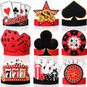 24 Pcs Party Hats Paper Headbands Crown, Birthday Party Decoration Favors(Red,Casino Night)