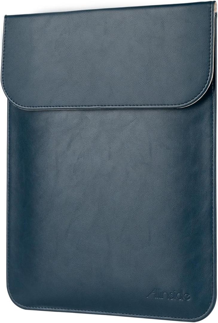 Allinside 15-16 inch Laptop Sleeve Case Compatible with MacBook Air 15 2023-2025/MacBook Pro 16 2021-2024, Waterproof PU Leather Laptop Sleeve Bag Protective Vertical Case Cover, Blue