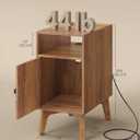 VASAGLE MAEZO Collection - End Table with Charging Station, Narrow Side Table, Nightstand with Tapered Legs, Curved Transitions, for Small Spaces, Living Room, Bedroom, Honey Brown ULET329K101S