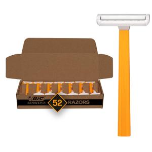 BIC Sensitive Disposable Razors for Men, Long-Lasting 1 Blade Razors for Sensitive Skin, 52 Count Shaving Razors BIC Sensitive Disposable Razors for Men, Long-Lasting 1 Blade Razors for Sensitive Skin, 52 Count Shaving Razors