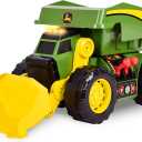John Deere 18" Motorized Dig Rig: 2-in-1 Toy Dump Truck & Front Loader with Realistic Lights & Sounds, Dual Joystick - Kids 3+, Extra Large