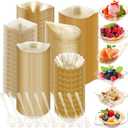 Tessco for you 1200 Pcs Mini Appetizer Plates Set Including 6 Shapes Disposable Mini Dessert Cups, Spoons and Forks for Party Wedding Pudding Ice Cream (Gold)