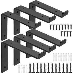 Shelf Bracket 8 inch Heavy Duty for DIY Floating Shelf, 1/5 inch Thick Brackets for Shelves Max Load 150 Lbs, 6 Pack, 7.25" x 4" x 1.5"
