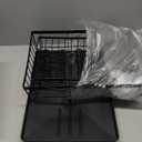 Small Dish Drying Rack, Space Saving Dish Racks for Kitchen Counter, Kitchen Organizer Dish Drainer with Cutlery Holder for Spoons and Forks, 11''W x 15''L, Black