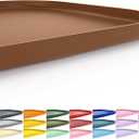 Silicone Pet Feeding Mat with Raised Edge for Food and Water, Dog Bowl Mats, Cat Bowls Placemat with High Lip for Floor Waterproof, Rubber Tray for Cats and Dogs 19 x 12 x0.7 Brown