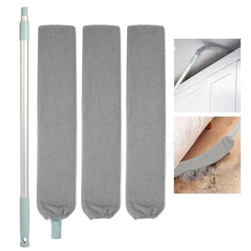 Retractable Gap Dust Cleaner, Long Handle CleaningTool with 3 Washable Microfiber Dusting Cloths, Duster Brush for Cleaning Under Appliances