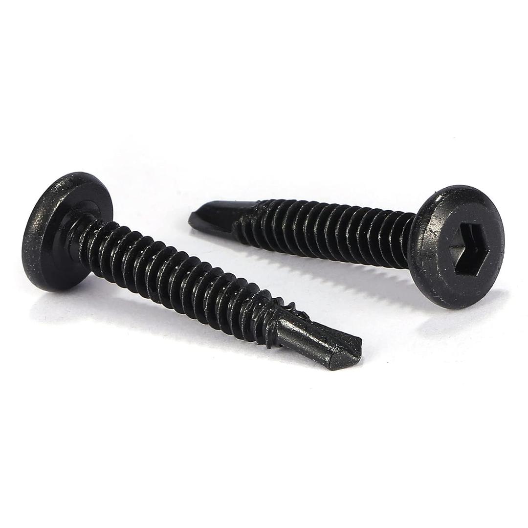 #12 x 1" Sheet Metal Screws 100Pcs 410 Stainless Steel Flat Head Socket Cap Screws, Tek Screws Allen Socket Drive Screws Fast Self Tapping Screws Black Oxide by SG TZH