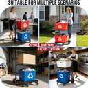 2-Tier Foldable Recycle Bin Cart, Heavy Duty Trash Can Dolly with All-Terrain Wheels & Lockable Casters, 140LBS Capacity Garbage Bin Trolley for Kitchen, Garage, Office, Courtyard
