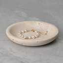 ZSHAWN Natural Beige Travertine Ring Dish Jewelry Tray  5.5" Trinket Dish for Rings Earrings Necklace, Scratch-Resistant Vanity Organizer, Elegant Gift for Women