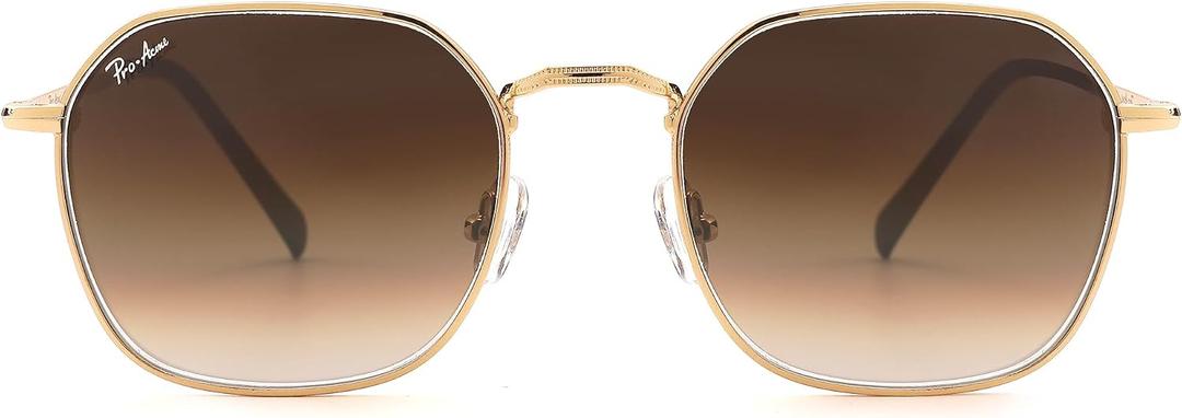 Pro Acme Hexagonal Sunglasses for Women Men, 100% Real Glass Lens Retro Square Trendy Shades