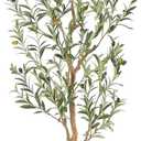 Bellacat Faux Olive Tree 6ftOlive Trees Artificial Indoor with Natural Wood Trunk and Realistic Leaves and Fruits. 6 Feet(72in) Fake Olive Tree for Home House Office Decor.