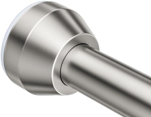 TEECK Shower Curtain Rod, 32-79 inch Adjustable Tension Spring, 1 Inch Shower Curtain Rod Tension, Premium Stainless Steel, Anti-Slip, No Drilling, No Rust, for Bathroom, Nickel