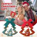 2 Pcs Crystal Mini Christmas Tree Decor 4.5" Christmas Tree Figurine Tabletop Decor Red Green Crystal Sequin Xmas Table Centerpiece Resin Xmas Gift Ornament for Holiday Party Fireplace Craft