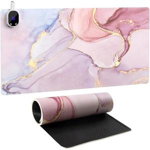 HAOCOO Heated Mouse Pad, Desktop Matt for Keyboard and Mouse, Smart Digital Display Computer Mouse Pad, Durable Leather Desk Mat, Table Decor Desk Accessories Mat