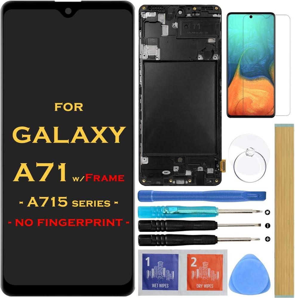 Screen Replacement LCD Display Touch Digitizer Assembly with Frame for Samsung Galaxy A71 SM-A715 A715F A715FD 6.7" (Black with Frame)