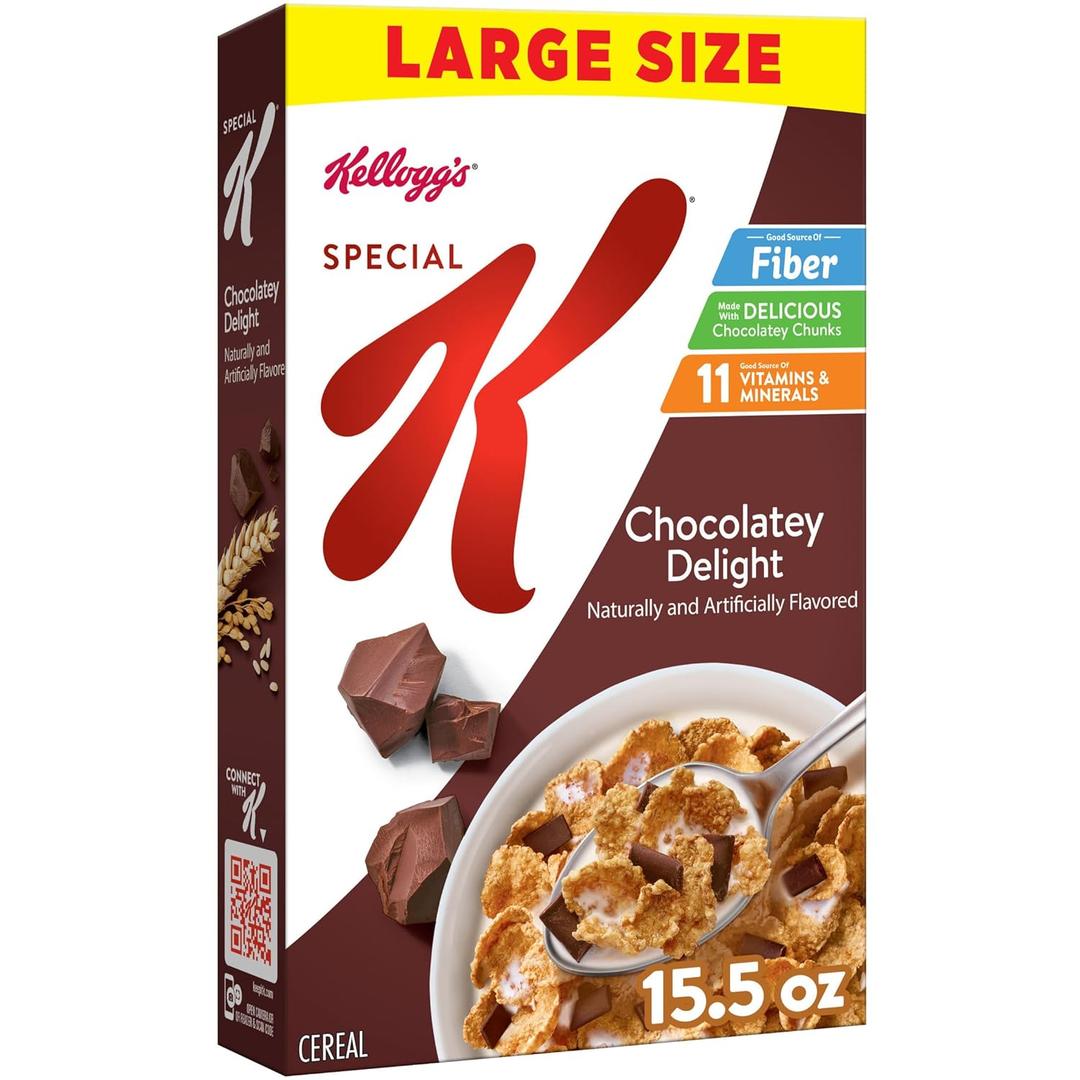 Kellogg's Special K Chocolatey Delight Breakfast Cereal, Good Source of Fiber, Large Size, 15.5 oz Best Before Sept 20, 2026