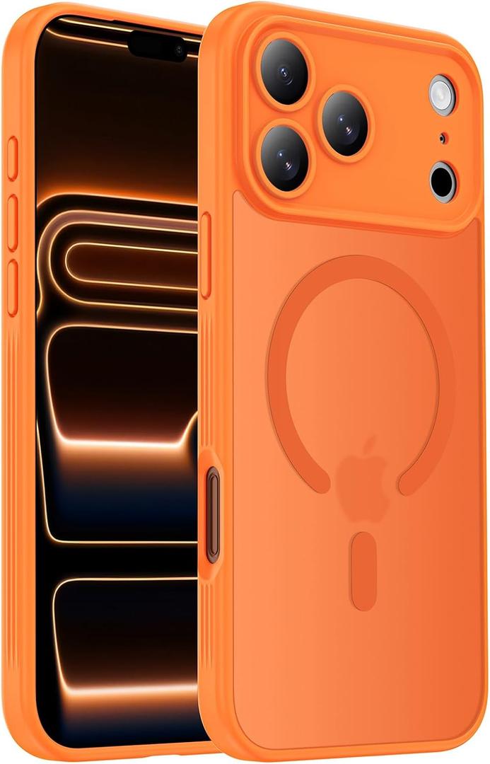 Symcele Designed for iPhone 17 Pro Case, Compatible with MagSafe, [Camera Protection] [15FT Military Drop Protection] Shockproof Translucent Matte Anti-Slip Phone Case, 6.3", Cosmic Orange