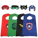 AnRuk Superhero Capes for Kids, Hero Caps and Masks for 4-12 Year Old Boys and Girls, Cartoon Dress Up for Holiday Halloween, Costumes Party Supplies Christmas and Brithday Gifts