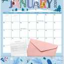 GuassLee Pocket Wall Calendar 2025, 14"x11" Monthly Wall Calendar with Pockets From Jul. 2025 to Jun. 2026, 12-Month Aesthetic Hanging Wall Planner for Home Office School Organizing (Blue)
