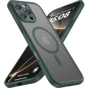 ImpactStrong Magnetic Guard for iPhone 16 Case [Camera Control Button] [Camera Protection] [Military Grade Drop Tested] [Compatible with MagSafe] Slim Translucent Matte Phone Case - Dark Green