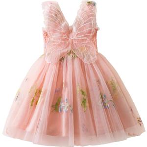 Nileafes Toddler Girl Fairy Butterfly Tulle Dress Sequins Birthday Princess Casual Holiday Dresses (1-2T, 150-pink)