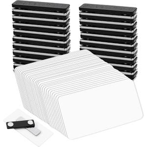 40 Pack Blank Name Tags, 1.5 x 3 Inch Name Badge with Magnetic Backing, Reusable DIY Plastic Names Label Holders Round Corner for Personalized Shirts Learning Places Office