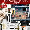 Survival Kit Advent Calendar for Men - Essential Outdoor Tools for Adult Teen 24 Days Christmas Countdown - 24 Outdoor Gadgets Camping, Hiking, Emergency Prep 2025 Holiday Countdown Gift